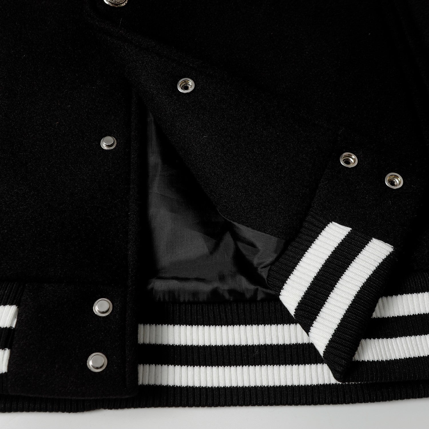Layered Cross Varsity Jacket - Black White Street Style Outerwear 2208