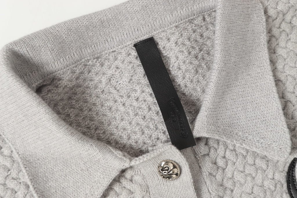 Gothic Cross Knit Cardigan - Black Grey Streetwear Jacket 904